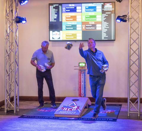 Players vie for the win at the Soboba Switch Cornhole Tournament at the Soboba Springs Golf Course Players vie for the win at the Soboba Switch Cornhole Tournament at the Soboba Springs Golf Course