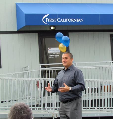 Soboba Tribal Administrator Michael Castello greets guests at the official grand opening of the First Californian Credit Union Soboba Branch Soboba Tribal Administrator Michael Castello greets guests at the official grand opening of the First Californian Credit Union Soboba Branch