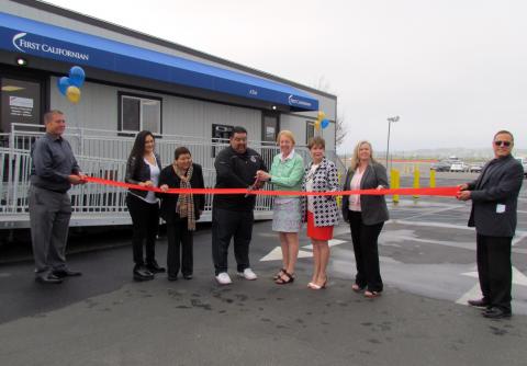 Soboba Tribal Council members, employees and First Californian dignitaries cut the ribbon to officially open the Soboba Branch of First Californian Credit Union Soboba Tribal Council members, employees and First Californian dignitaries cut the ribbon to officially open the Soboba Branch of First Californian Credit Union