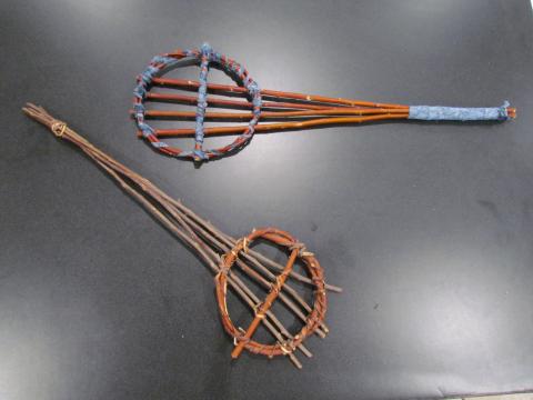 Two seed beaters made by Joseph Ontiveros, Tribal Historic Preservation Officer with the Cultural Resource Department. At top is one made during the recent Seed Beater making class and the other one was made about 10 years ago and he still uses it for educational demonstrations and presentations. Two seed beaters made by Joseph Ontiveros, Tribal Historic Preservation Officer with the Cultural Resource Department. At top is one made during the recent Seed Beater making class and the other one was made about 10 years ago and he still uses it for educational demonstrations and presentations.