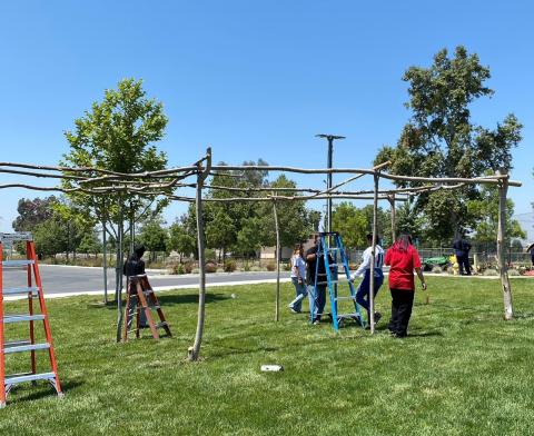 Noli Indian School students and members of the Soboba Canyon Crew construct ramadas ahead of the Gathering of the People and Soboba Fiesta Noli Indian School students and members of the Soboba Canyon Crew construct ramadas ahead of the Gathering of the People and Soboba Fiesta