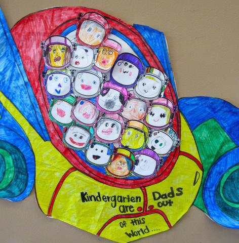 The kindergarten class created self-portraits of themselves as astronauts, blasting off to wish their dads a Happy Father’s Day The kindergarten class created self-portraits of themselves as astronauts, blasting off to wish their dads a Happy Father’s Day