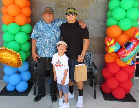 John Osuna, left, with his son Pomoyki Osuna Sr. and grandson Pomoyki Jr., who is a kindergartner at Soboba Tribal Preschool John Osuna, left, with his son Pomoyki Osuna Sr. and grandson Pomoyki Jr., who is a kindergartner at Soboba Tribal Preschool