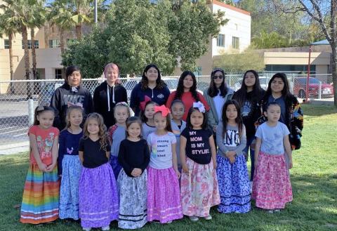 High school students from Noli Indian School made camp dresses for Soboba Tribal Preschool kindergarten students. The collaborative project between the two schools has been in place for about five years High school students from Noli Indian School made camp dresses for Soboba Tribal Preschool kindergarten students. The collaborative project between the two schools has been in place for about five years