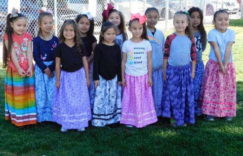 Soboba Tribal Preschool kindergarten girls with new camp dresses made for them by Noli Indian School students and delivered to them on March 11 Soboba Tribal Preschool kindergarten girls with new camp dresses made for them by Noli Indian School students and delivered to them on March 11
