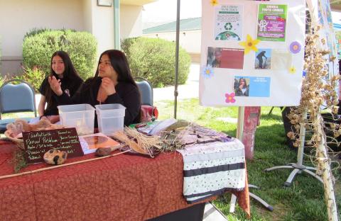 Soboba Youth Council members Aniyah Salgado, left, and Raya Salgado explain the many uses of the yucca plant to guests at the Earth Day celebration Soboba Youth Council members Aniyah Salgado, left, and Raya Salgado explain the many uses of the yucca plant to guests at the Earth Day celebration