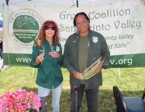 Ginger and Wiggs Mendoza with The Green Coalition of San Jacinto Valley have participated in every Soboba Earth Day Celebration since they began Ginger and Wiggs Mendoza with The Green Coalition of San Jacinto Valley have participated in every Soboba Earth Day Celebration since they began