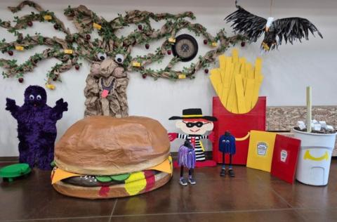 Part of the Soboba Housekeeping Department’s “McLovin’ the Earth” theme for their entry into the recycling contest wins first place Part of the Soboba Housekeeping Department’s “McLovin’ the Earth” theme for their entry into the recycling contest wins first place