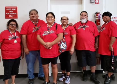 Soboba Team 1 at Barona Tournament with participation medals. From left, Carlene Masiel, Gary Placencia, Sandy Boniface, Joyce Placencia, Charles Resvaloso and John “Duke” Briones. Not pictured, Freda Miranda Soboba Team 1 at Barona Tournament with participation medals. From left, Carlene Masiel, Gary Placencia, Sandy Boniface, Joyce Placencia, Charles Resvaloso and John “Duke” Briones. Not pictured, Freda Miranda