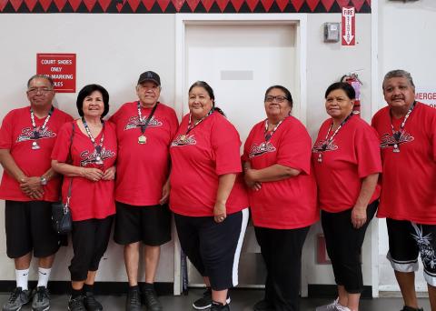 Soboba Team 2 Barona tournament with participation medals. From left, Kenneth “Pogo” Hurtado, Raina Maciel, Poncho Maciel, Lucille Briones, Francine Miranda, Francie Diaz and Glen Placencia. Not pictured, Frances Arviso Soboba Team 2 Barona tournament with participation medals. From left, Kenneth “Pogo” Hurtado, Raina Maciel, Poncho Maciel, Lucille Briones, Francine Miranda, Francie Diaz and Glen Placencia. Not pictured, Frances Arviso