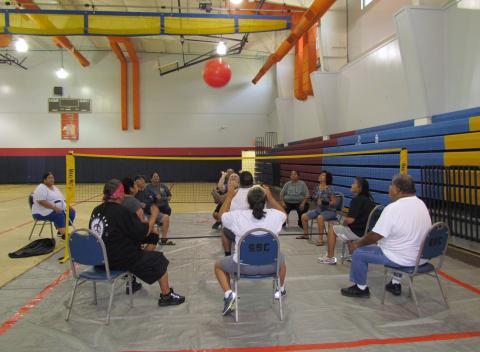 Soboba Elders practice chair volleyball at the Soboba Sports Complex on Aug. 6 Soboba Elders practice chair volleyball at the Soboba Sports Complex on Aug. 6