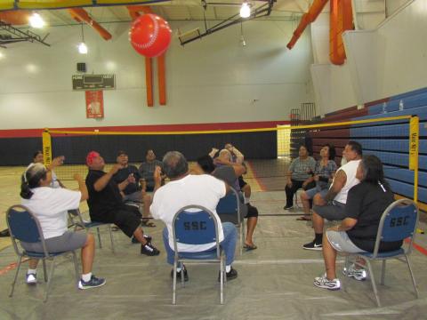 Soboba Elders practice chair volleyball at the Soboba Sports Complex on Aug. 6 Soboba Elders practice chair volleyball at the Soboba Sports Complex on Aug. 6
