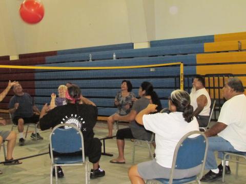 Soboba Elders enjoy a weekly practice session in preparation of an upcoming chair volleyball tournament Soboba Elders enjoy a weekly practice session in preparation of an upcoming chair volleyball tournament