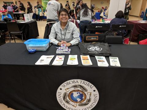 Jennifer Salazar, at a community outreach event, was recently hired as the Environmental Manager for the Soboba Tribal Environmental Department Jennifer Salazar, at a community outreach event, was recently hired as the Environmental Manager for the Soboba Tribal Environmental Department