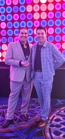 Steven Estrada, left, with his husband of 15 years, Andrew Vallejos, shortly after receiving his Native American 40 Under 40 award in Las Vegas earlier this month Steven Estrada, left, with his husband of 15 years, Andrew Vallejos, shortly after receiving his Native American 40 Under 40 award in Las Vegas earlier this month