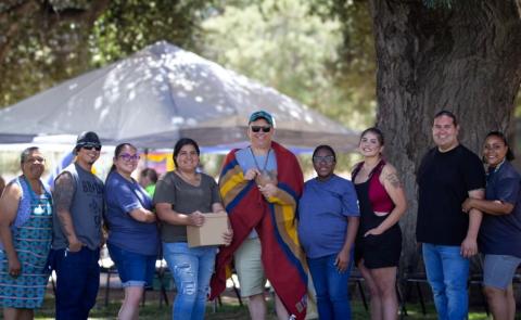 Santa Rosa Band of Cahuilla Indians Tribal Councilmembers, from left, Linda Richardson, Isaac Ramos, and Gabriella Rubalcava; Treasurer Mercedes Estrada; previous legal counsel and now Alameda County Superior Court Judge Thomas Weathers; Tribal Council Secretary Alyssa Lauture; Vice Chairwoman Alexis Sanders-Alto; Chairman Steven Estrada; and Tribal Administrator Vanessa Minott Santa Rosa Band of Cahuilla Indians Tribal Councilmembers, from left, Linda Richardson, Isaac Ramos, and Gabriella Rubalcava; Treasurer Mercedes Estrada; previous legal counsel and now Alameda County Superior Court Judge Thomas Weathers; Tribal Council Secretary Alyssa Lauture; Vice Chairwoman Alexis Sanders-Alto; Chairman Steven Estrada; and Tribal Administrator Vanessa Minott