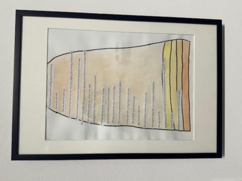 Soboba’s Aydreean Rose Garcia wrote a poem about bird dancing and drew the skirt that it was displayed on at RAFFMA’s Tóonavq cham 'áa'alvichum exhibit. Photo courtesy of the Soboba Band of Luiseño Indians Soboba’s Aydreean Rose Garcia wrote a poem about bird dancing and drew the skirt that it was displayed on at RAFFMA’s Tóonavq cham 'áa'alvichum exhibit. Photo courtesy of the Soboba Band of Luiseño Indians
