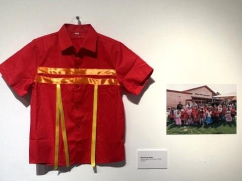 A ribbon shirt made by Myah Renee Saenz of Soboba is featured at the California State University, San Bernardino’s museum of art. Photo courtesy of CSUSB A ribbon shirt made by Myah Renee Saenz of Soboba is featured at the California State University, San Bernardino’s museum of art. Photo courtesy of CSUSB