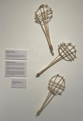 Willow seed beaters made by, from top, Marilyn Moyla Mendoza, Ayashe Noshuun Miranda, and Paloma Daisy Rodriguez (all of the Soboba Band of Luiseño Indians) are on display at the RAFFMA through June 13. Photo courtesy of the Soboba Band of Luiseño Indians Willow seed beaters made by, from top, Marilyn Moyla Mendoza, Ayashe Noshuun Miranda, and Paloma Daisy Rodriguez (all of the Soboba Band of Luiseño Indians) are on display at the RAFFMA through June 13. Photo courtesy of the Soboba Band of Luiseño Indians