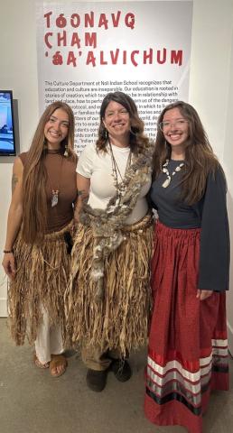 Noli Indian School teachers, from left, Summer Paa’ila Herrera, Tashina Miranda Ornelas, and Emma Avelaka Herrera curated the current exhibit featuring works by their students. Photo courtesy of the Soboba Band of Luiseño Indians Noli Indian School teachers, from left, Summer Paa’ila Herrera, Tashina Miranda Ornelas, and Emma Avelaka Herrera curated the current exhibit featuring works by their students. Photo courtesy of the Soboba Band of Luiseño Indians