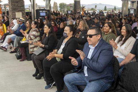 Soboba Tribal Members applaud during the grand opening celebration for the Roadrunner Express Soboba Tribal Members applaud during the grand opening celebration for the Roadrunner Express