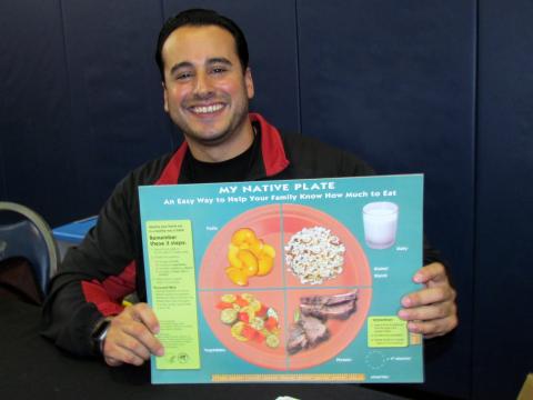 Daniel Mazza shares simple ways people can get into a healthy habit of eating a proper diet during the second annual Community Health Fair at the Soboba Sports Complex on March 7