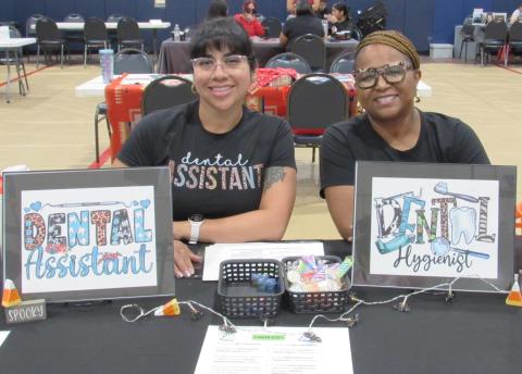 Elizabeth Martinez, left, and Racole Hardy are happy to share the steps it takes to pursue their careers in the dental field Elizabeth Martinez, left, and Racole Hardy are happy to share the steps it takes to pursue their careers in the dental field