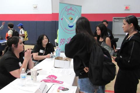 Entrepreneur Cynthia Rodriquez, left, and Lucy Navarro describe how Cynthia’s Sweet Treats was launched in 2022 in Hemet, while offering delicious cookie samples Entrepreneur Cynthia Rodriquez, left, and Lucy Navarro describe how Cynthia’s Sweet Treats was launched in 2022 in Hemet, while offering delicious cookie samples