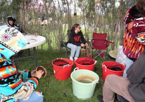 Tashina Miranda Ornelas provides round reeds, and instruction if needed, for those who want to weave baskets while at the Soboba Fiesta, May 17 Tashina Miranda Ornelas provides round reeds, and instruction if needed, for those who want to weave baskets while at the Soboba Fiesta, May 17