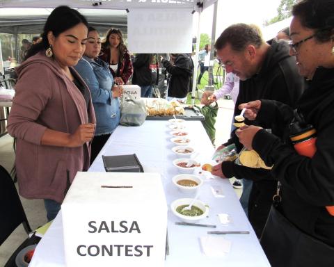 Jessica Valdez, left, helps oversee the popular salsa tasting contest at the Soboba Fiesta, May 17 Jessica Valdez, left, helps oversee the popular salsa tasting contest at the Soboba Fiesta, May 17