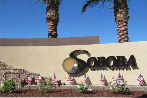 About 3,000 two-foot high American flags greeted guests at the Soboba Casino Resort on Independence Day About 3,000 two-foot high American flags greeted guests at the Soboba Casino Resort on Independence Day