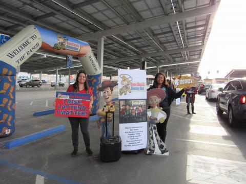 Parent Liaison Elsa Pinto and counselor Jasmine Caoile from Clayton A. Record Elementary School in San Jacinto were among the greeters that welcomed vehicles to the Soboba turkey giveaway event for SJUSD families on Nov. 19 Parent Liaison Elsa Pinto and counselor Jasmine Caoile from Clayton A. Record Elementary School in San Jacinto were among the greeters that welcomed vehicles to the Soboba turkey giveaway event for SJUSD families on Nov. 19