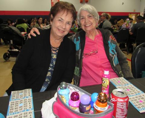 Longtime friends Rita Neisler and Dora Ramirez of Hemet enjoy playing Bingo and supporting the preschool’s fundraiser Longtime friends Rita Neisler and Dora Ramirez of Hemet enjoy playing Bingo and supporting the preschool’s fundraiser