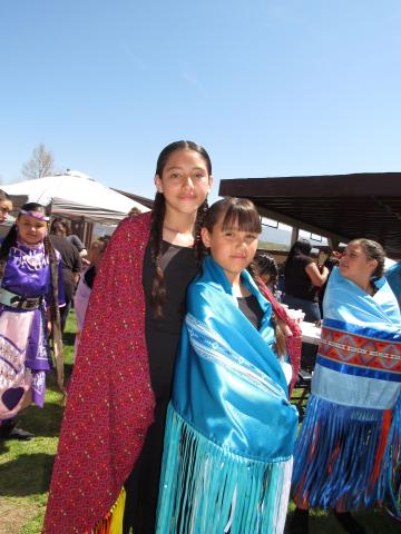 Sisters Shania and Avellaka Guacheno with the Avélaka Fancy Shawl Dancers made their first public appearance at Noli’s 16 annual Gathering of the People, April 7 Sisters Shania and Avellaka Guacheno with the Avélaka Fancy Shawl Dancers made their first public appearance at Noli’s 16 annual Gathering of the People, April 7