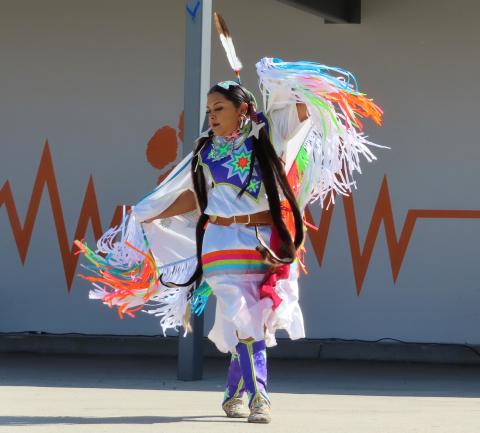 Four Directors Native American Club President Su’la Arviso demonstrates the Northern Fancy Shawl, or Butterfly Dance, during the first Gathering of the People hosted by her club at San Jacinto High School, Nov. 5