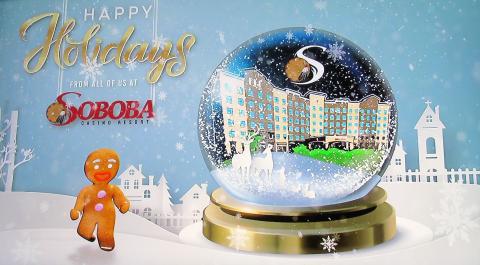 One of many colorful video screens displayed throughout Gingerbread Lane at Soboba Casino Resort for the holiday season One of many colorful video screens displayed throughout Gingerbread Lane at Soboba Casino Resort for the holiday season