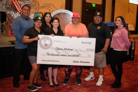 Soboba Foundation members with a representative from Native Challenge, a Riverside-San Bernardino County Indian Health program, that was one of the worthy recipients at last year’s Soboba Foundation Charity Golf Tournament. Photo courtesy of Michael Leone Photography. Soboba Foundation members with a representative from Native Challenge, a Riverside-San Bernardino County Indian Health program, that was one of the worthy recipients at last year’s Soboba Foundation Charity Golf Tournament. Photo courtesy of Michael Leone Photography.