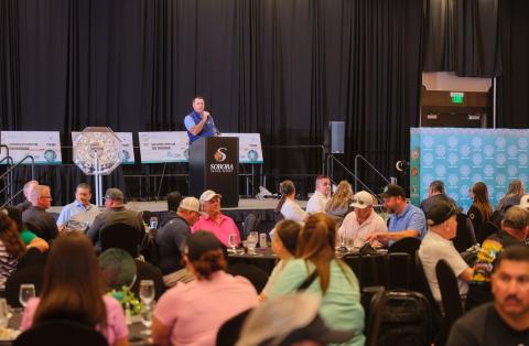 Soboba Casino Resort General Manager and Tournament Director Jason Cozart welcomes everyone to evening banquet where contest winners were announced and nonprofits received their generous checks. Photo courtesy of StylePhotography by Alex Tapia Soboba Casino Resort General Manager and Tournament Director Jason Cozart welcomes everyone to evening banquet where contest winners were announced and nonprofits received their generous checks. Photo courtesy of StylePhotography by Alex Tapia