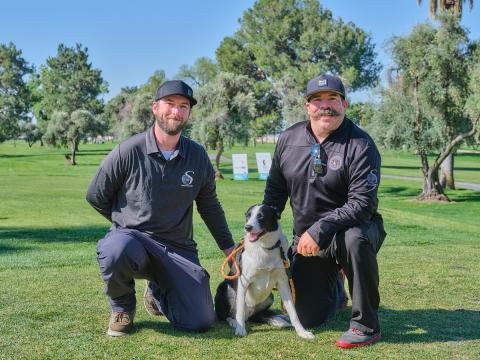 Hitch, Soboba’s dedicated pond manager, is joined by co-handlers Tyler VanValkenburg, left, and Aaron Kelsey, who is also golf course superintendent. Photo courtesy of StylePhotography by Alex Tapia Hitch, Soboba’s dedicated pond manager, is joined by co-handlers Tyler VanValkenburg, left, and Aaron Kelsey, who is also golf course superintendent. Photo courtesy of StylePhotography by Alex Tapia