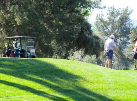 Golfers get ready to tee off at the shotgun start of the 12th annual charity golf tournament at Soboba Springs Golf Course April 2 Golfers get ready to tee off at the shotgun start of the 12th annual charity golf tournament at Soboba Springs Golf Course April 2