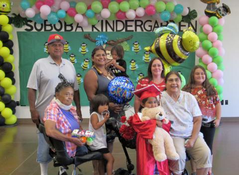 Soboba Tribal Preschool kindergarten graduate Clementine Swan, celebrates her promotion with three generations of family members on June 11 Soboba Tribal Preschool kindergarten graduate Clementine Swan, celebrates her promotion with three generations of family members on June 11