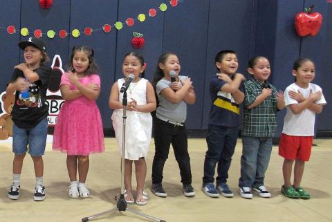 Several kindergarten students share a song at the Grandparents Day Celebration at the Soboba Sports Complex, Sept. 11 Several kindergarten students share a song at the Grandparents Day Celebration at the Soboba Sports Complex, Sept. 11