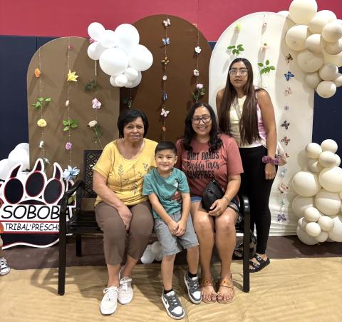 Celebrating Grandparents Day at Soboba Tribal Preschool are, from left, great-grandmother Francie Diaz with pre-k student Noah Mendoza and his grandmother Camille Diaz. Standing is Nicole Diaz Celebrating Grandparents Day at Soboba Tribal Preschool are, from left, great-grandmother Francie Diaz with pre-k student Noah Mendoza and his grandmother Camille Diaz. Standing is Nicole Diaz