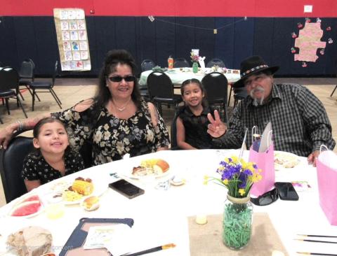 Grandparents Johnna Valdez and Maurice Mojado spend time with their granddaughters, Willow Valdez, left, and Nu$uun Valdez, at the Soboba Sports Complex Grandparents Johnna Valdez and Maurice Mojado spend time with their granddaughters, Willow Valdez, left, and Nu$uun Valdez, at the Soboba Sports Complex