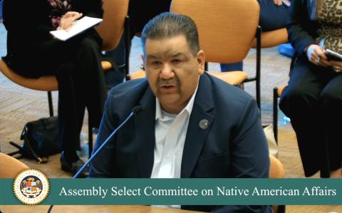 Soboba Chairman Isaiah Vivanco testifies before the Assembly Select Committee on Native American Affairs at Barona, March 13. Courtesy photo Soboba Chairman Isaiah Vivanco testifies before the Assembly Select Committee on Native American Affairs at Barona, March 13. Courtesy photo
