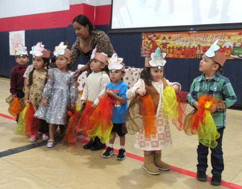 Soboba Tribal Preschool Director Lenora “Ponie” Mojado readies the preschoolers for their performance at the annual Fall Feast celebration, Nov. 21 Soboba Tribal Preschool Director Lenora “Ponie” Mojado readies the preschoolers for their performance at the annual Fall Feast celebration, Nov. 21