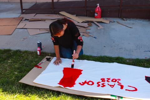 A Noli student from the class of 2028, works on some of the pieces that will be added to the float that salutes the game of chess A Noli student from the class of 2028, works on some of the pieces that will be added to the float that salutes the game of chess