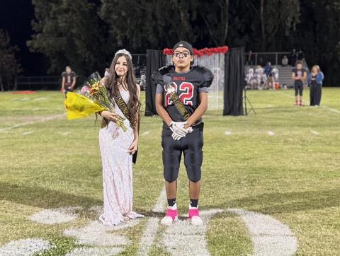 Freshman Class Sweethearts Shawna Rivera and Aaron Devore are introduced during the homecoming football game at Soboba Indian Reservation’s The Oaks Freshman Class Sweethearts Shawna Rivera and Aaron Devore are introduced during the homecoming football game at Soboba Indian Reservation’s The Oaks