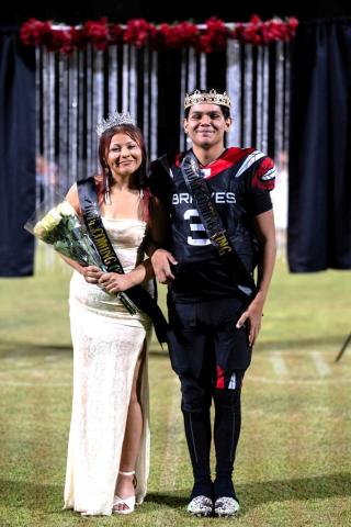 Senior Homecoming Queen Audryna Lopez and King Edgar Gladin are crowned during the football game’s halftime, Sept. 12. Noli Yearbook Staff photo Senior Homecoming Queen Audryna Lopez and King Edgar Gladin are crowned during the football game’s halftime, Sept. 12. Noli Yearbook Staff photo