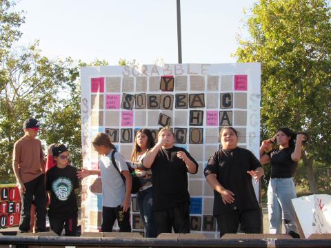 The sixth graders of the Class of 2030 use Scrabble as their choice for the board game theme of this year’s floats The sixth graders of the Class of 2030 use Scrabble as their choice for the board game theme of this year’s floats